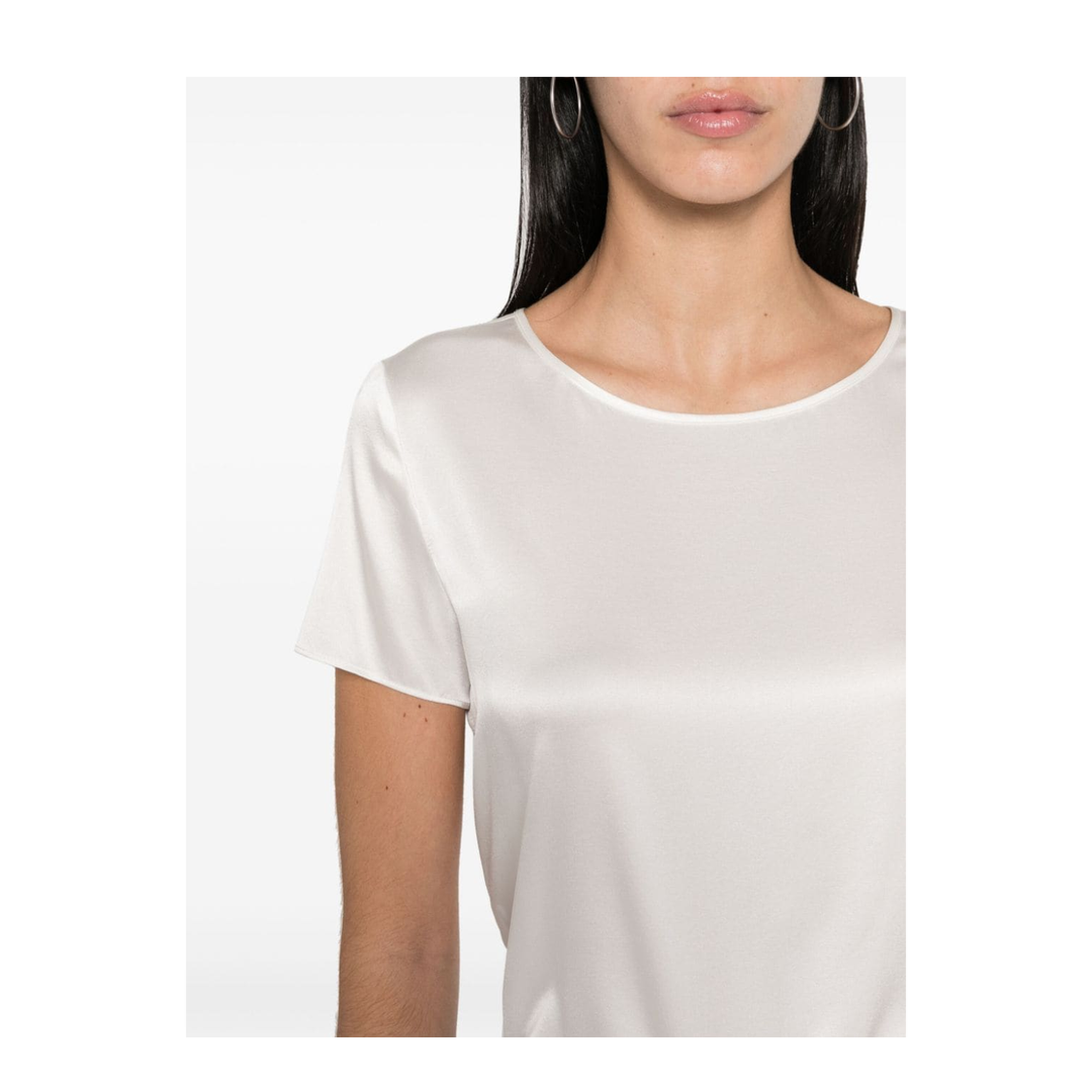 White Stretch-Silk Satin Weave Top - Image 3