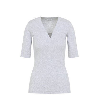 V-Neck Ribbed T-Shirt - Image 3