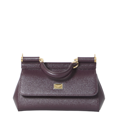 Sicily Mini Dauphine Calfskin Top-Handle Bag - Burgundy - Image 1