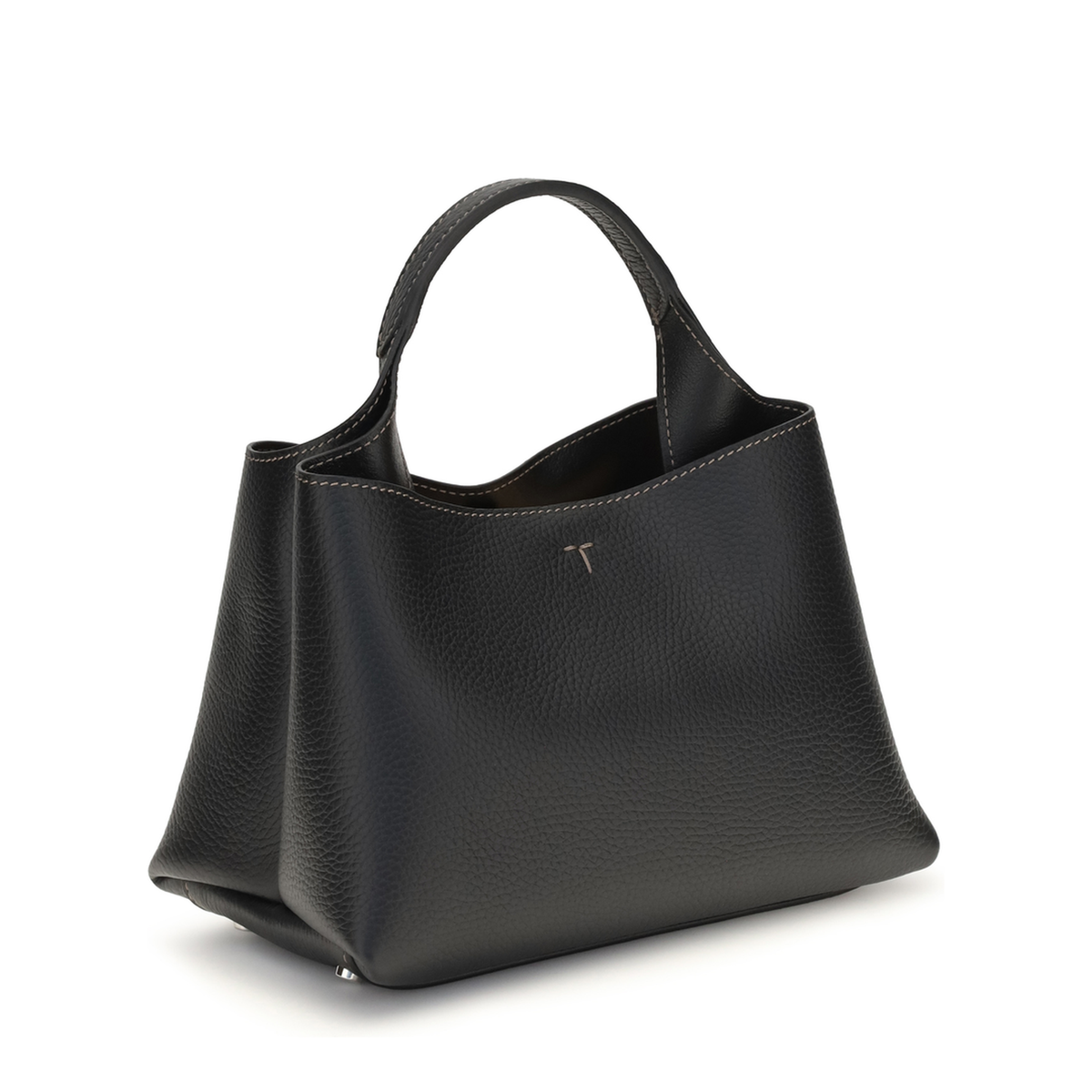 T Timeless Micro Hammered Leather Handbag - Black - Image 3
