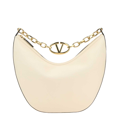 Vlogo Moon Medium Grainy Calfskin Hobo Bag With Chain - Image 2