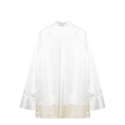 White Champagne Shiny Viscose Shirt - Image 2