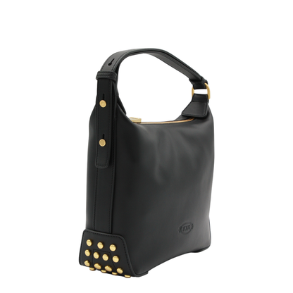 Metal Dots Calfskin Leather Mini Bag - Black - Image 4