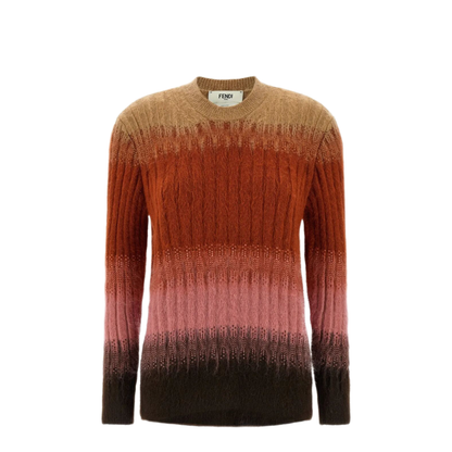 Ribbed Logo Embroidered Knit Sweater - Image 1