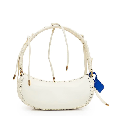 Weaved Leather Shoulder Bag White - Image 3