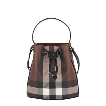 TB Mini PU-Polyester-Cotton Bucket Bag - Brown - Image 1