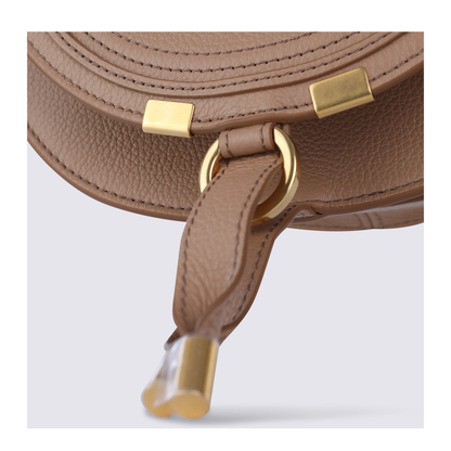 Marcie Small Calfskin Saddle Bag - Light Tan Brown - Image 7