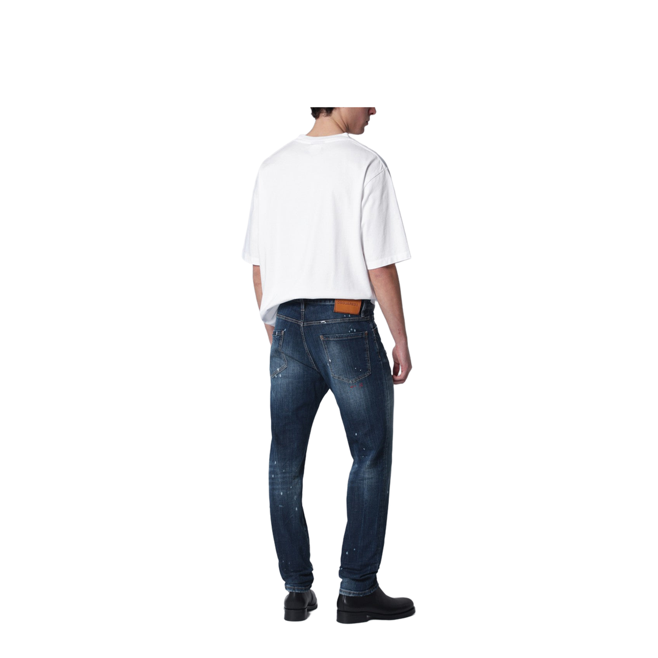 Washed Blue Teddy Jeans with Paint Splatters - Image 2