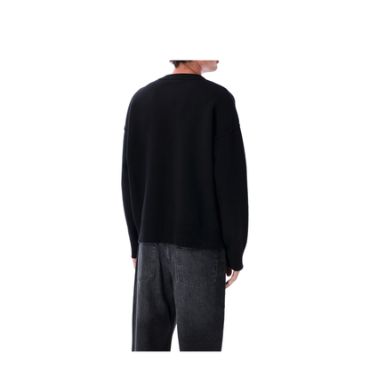 Black Wool De Coeur Crewneck Sweater - Image 2