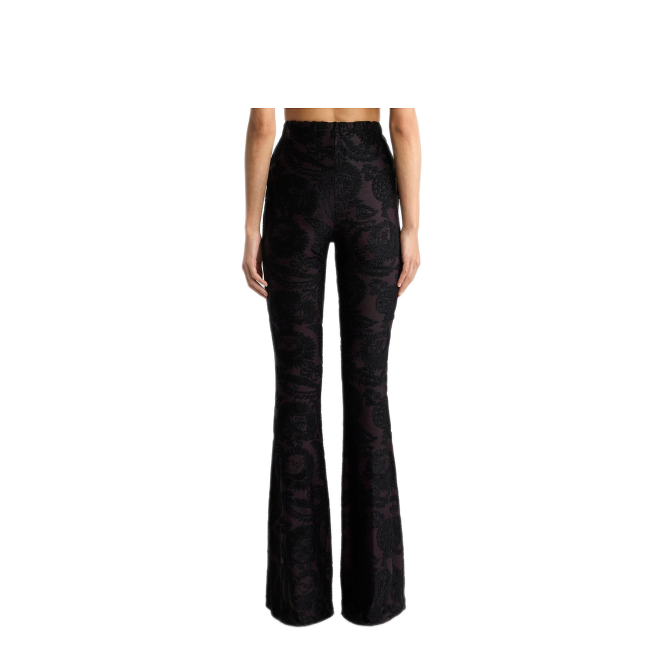 Flared Trousers In Chenille Jacquard With Paisley Foliage Motif - Image 3