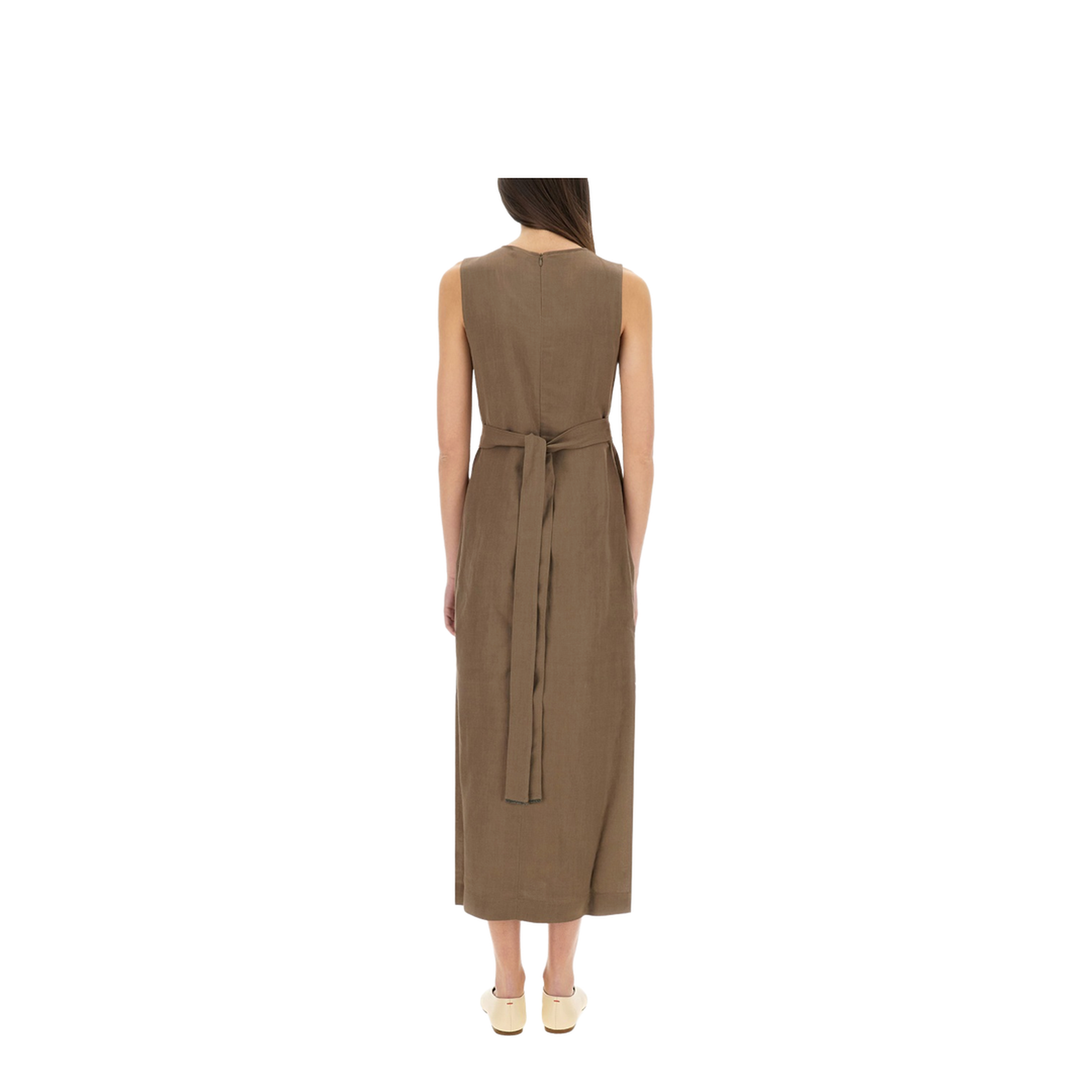 Wrap-Effect Dress Brown - Image 3