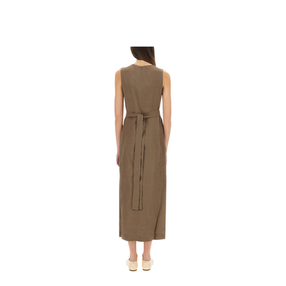 Wrap-Effect Dress Brown - Image 3