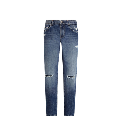 Classic Cotton Jeans with Tag with Abrasions - Image 1