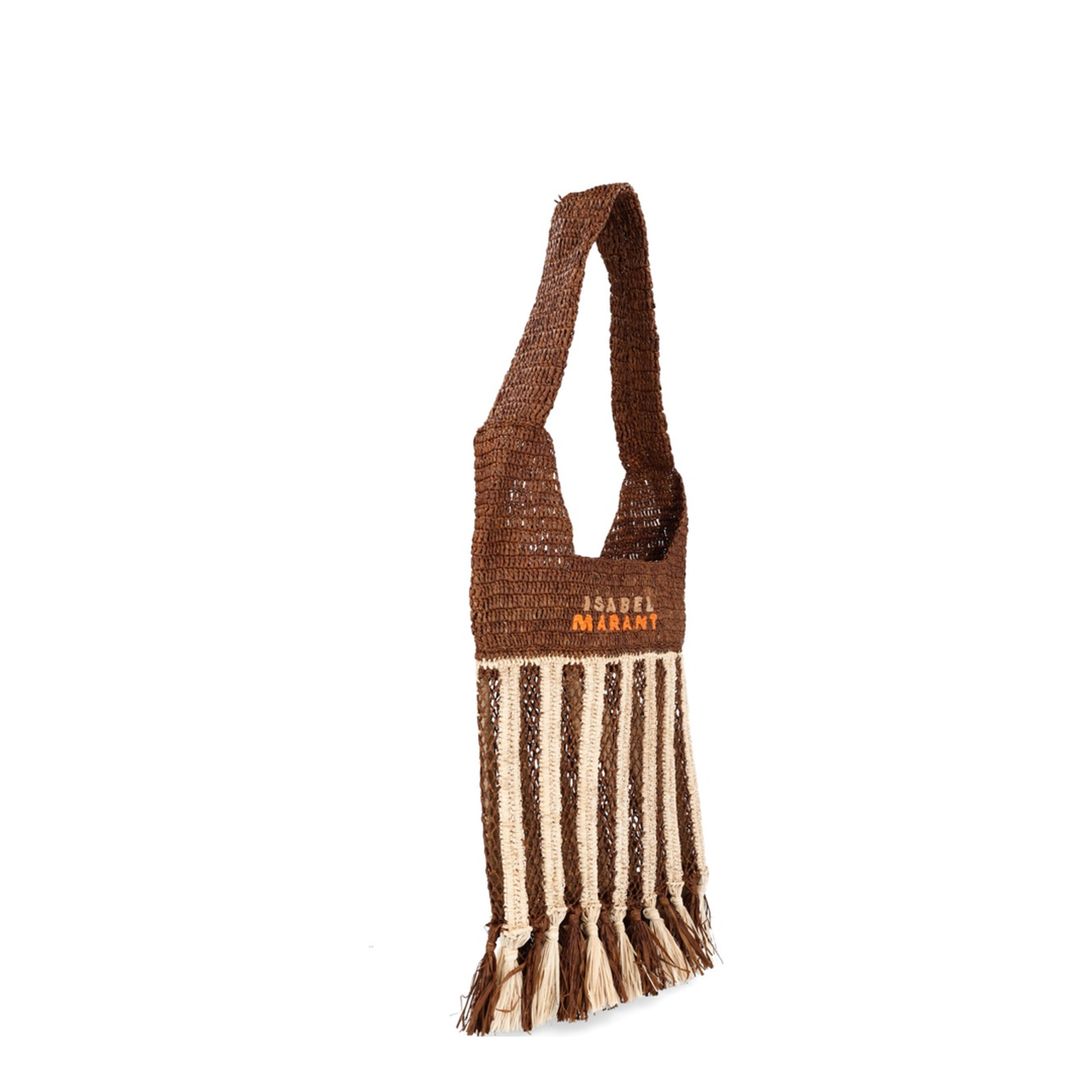 Praia Small Raffia Crossbody Bag - Natural/Brown Stripe - Image 3
