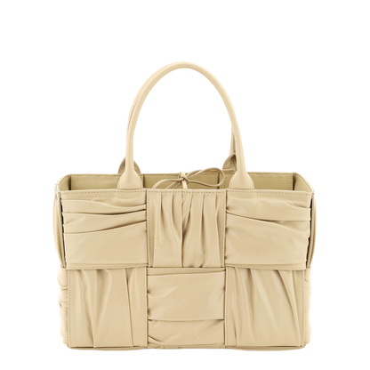 Small Arco Tote Bag In Beige Porridge & M Brass - Image 1