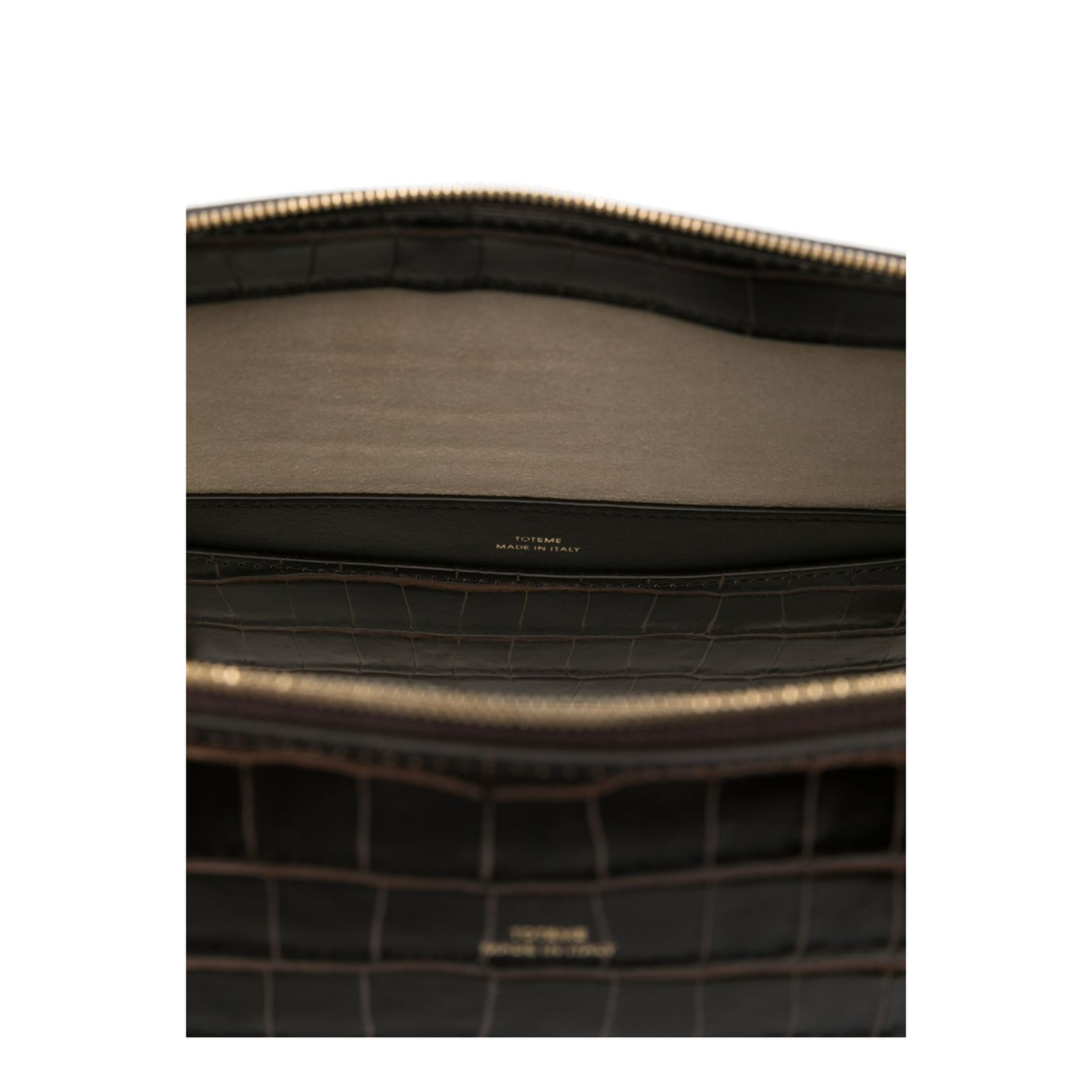 Coffee Brown Croco-Embossed Leather Bag - Image 3