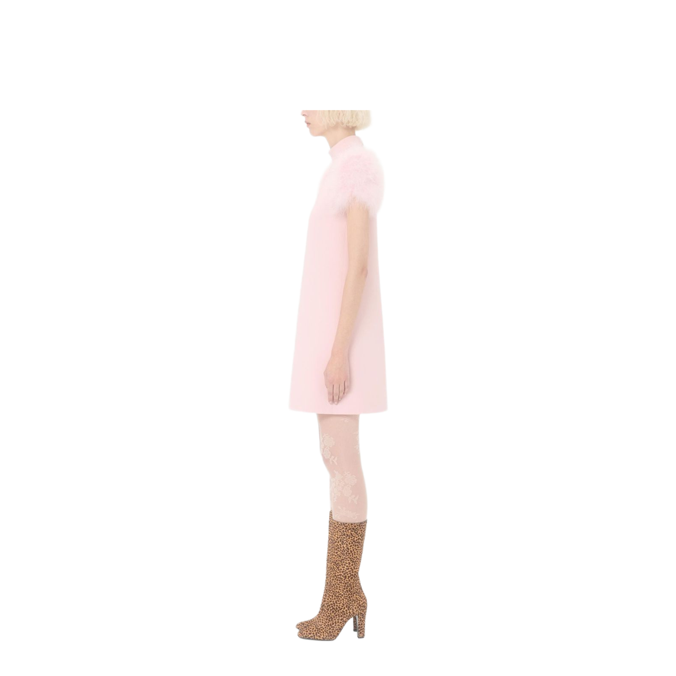 Bow Detail Wool and Silk Mini Dress - Image 2