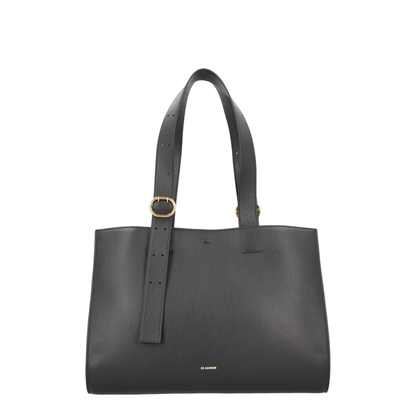 Black Leather Shopping Bag - Image 1