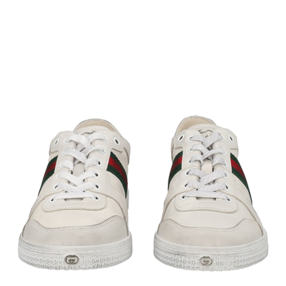 Stretch Low-Top Trainer in White Leather - Image 6