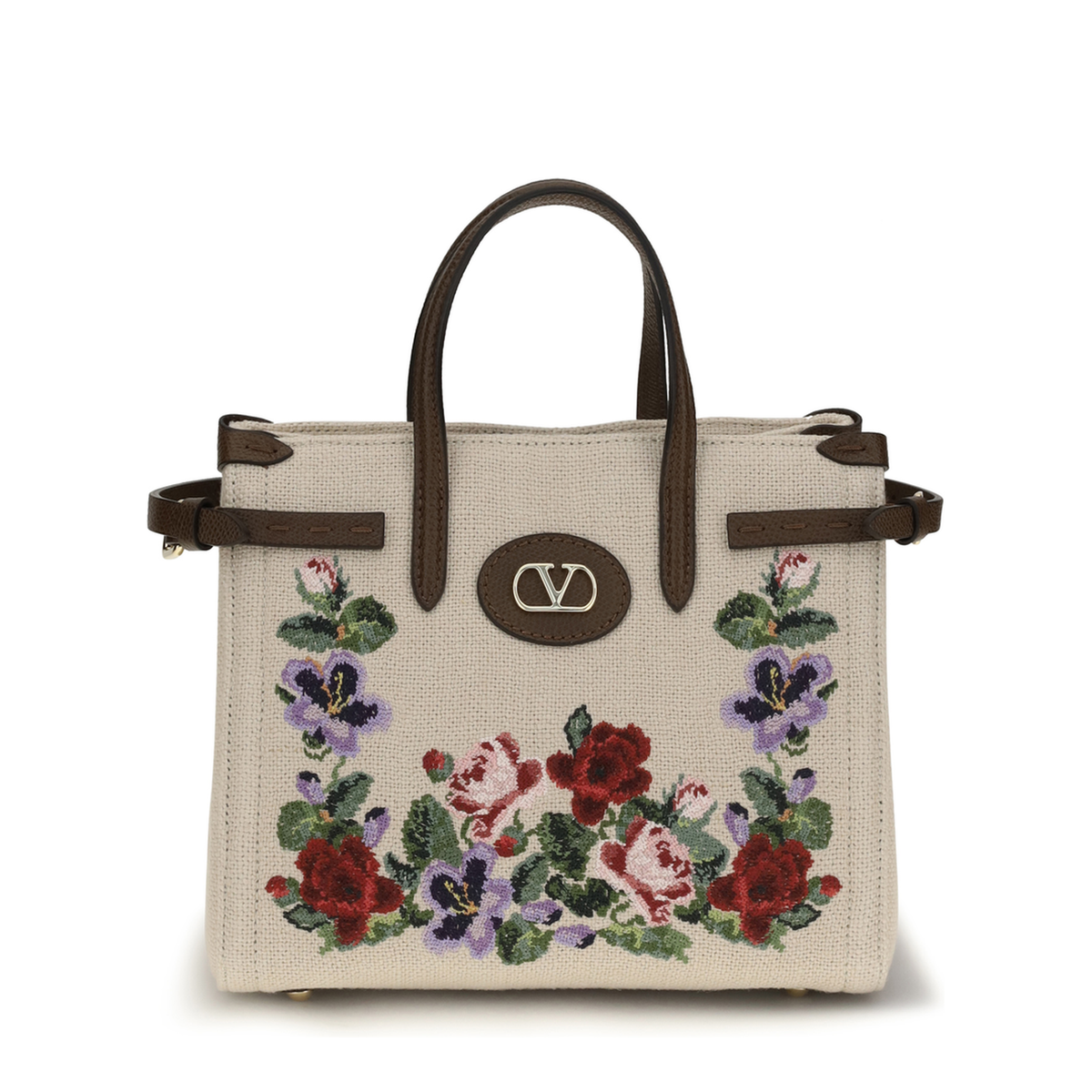 Antibes Small Linen Shopping Bag - ecru/multicolor - Image 1
