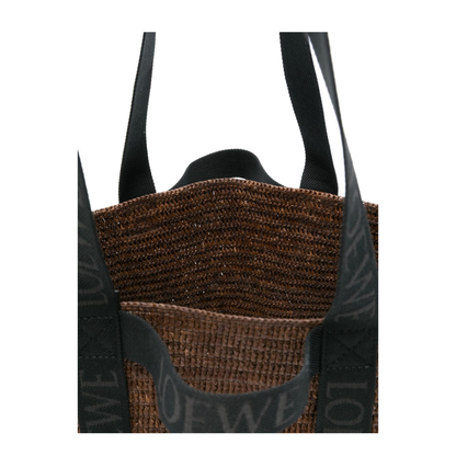 Fold Raffia Tote Bag - Brown - Image 4