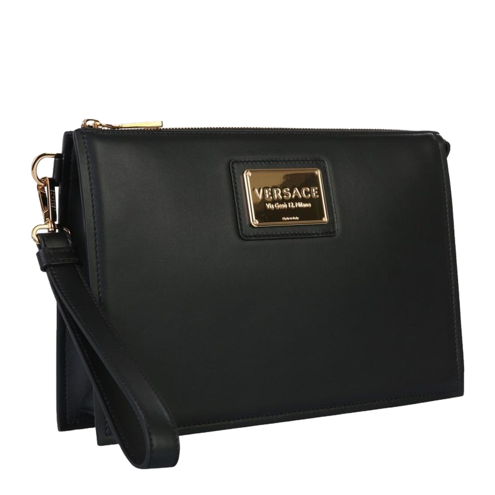 Golden Logo Clutch Bag in Black - Image 2