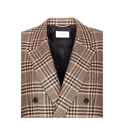Jacket in Prince of Wales Silk and Cashmere in Black - Image 2