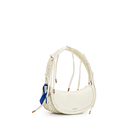 Weaved Leather Shoulder Bag White - Image 2