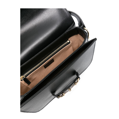 Horsebit 1955 Medium Leather Shoulder Bags - Black - Image 4