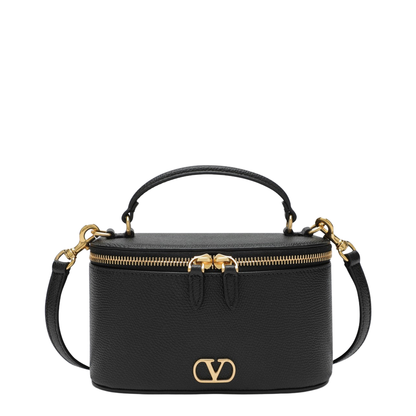 Vlogo Signature Mini Vanity Bag in black grained calfskin - Image 1