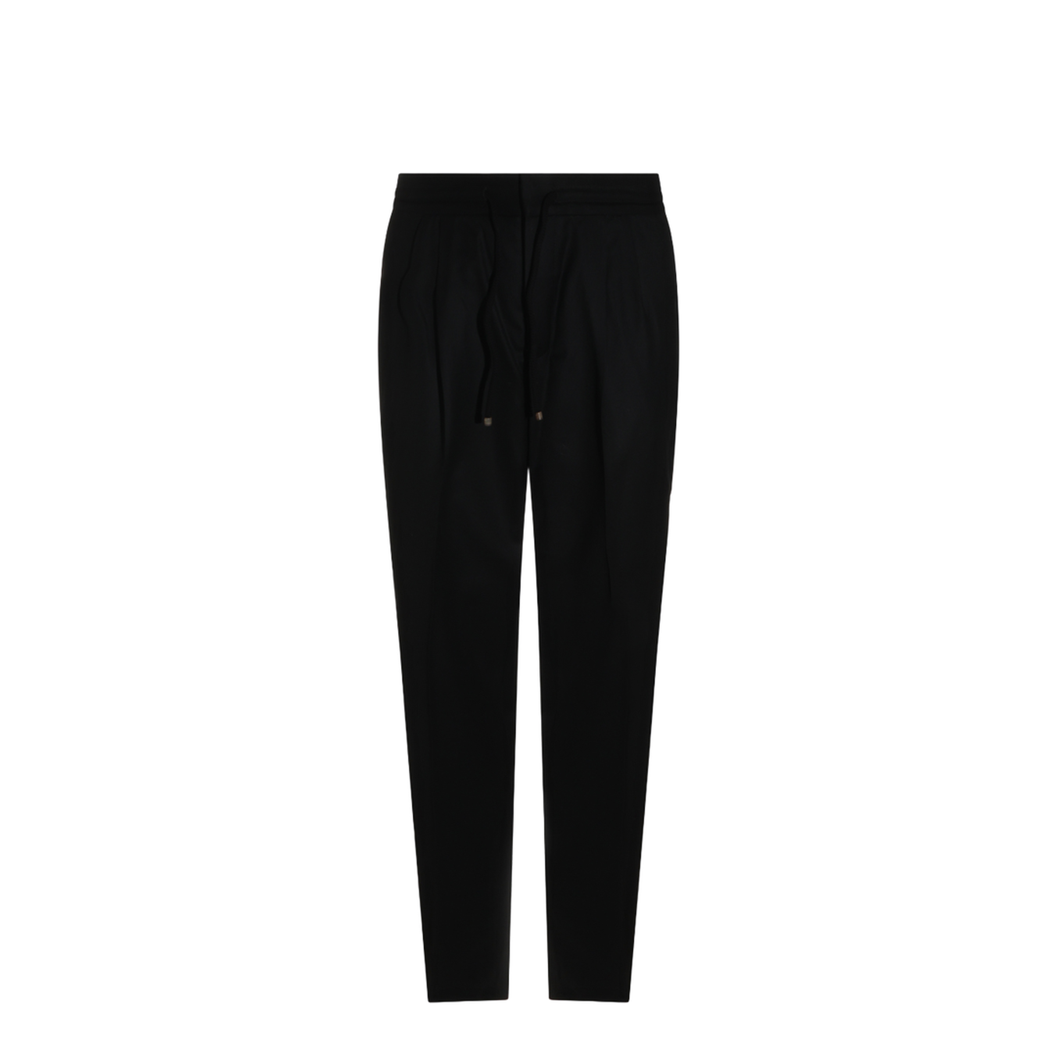 Leisure fit trousers in virgin wool flannel with drawstring and double darts - Image 1