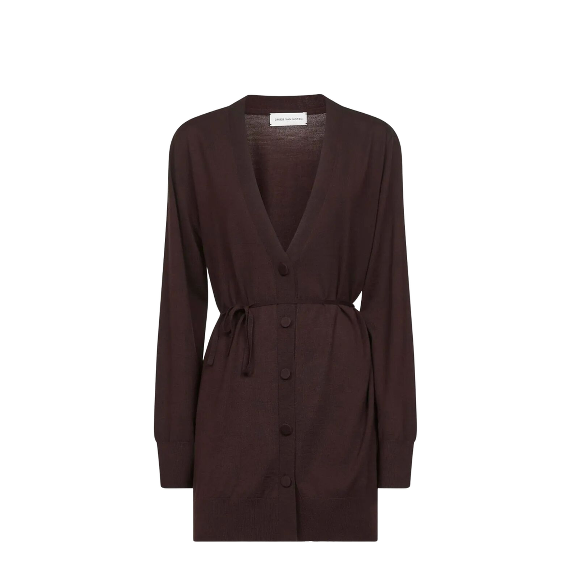 Tibati Long Cardigan with Thin Belt - Image 1