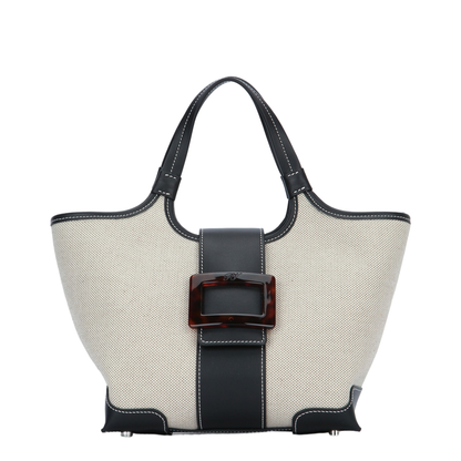 Mini Canvas Tote Bag - Natural/Black - Image 1