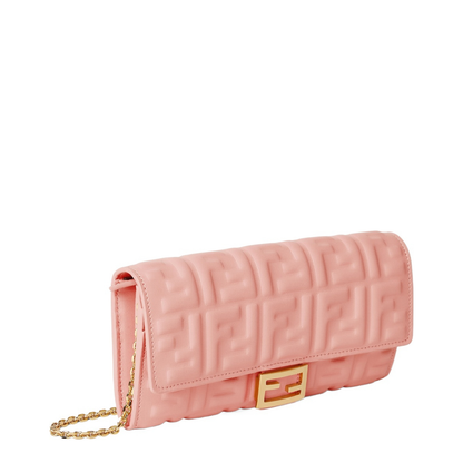 Continental Wallet with Chain in Pink Leather - Image 2