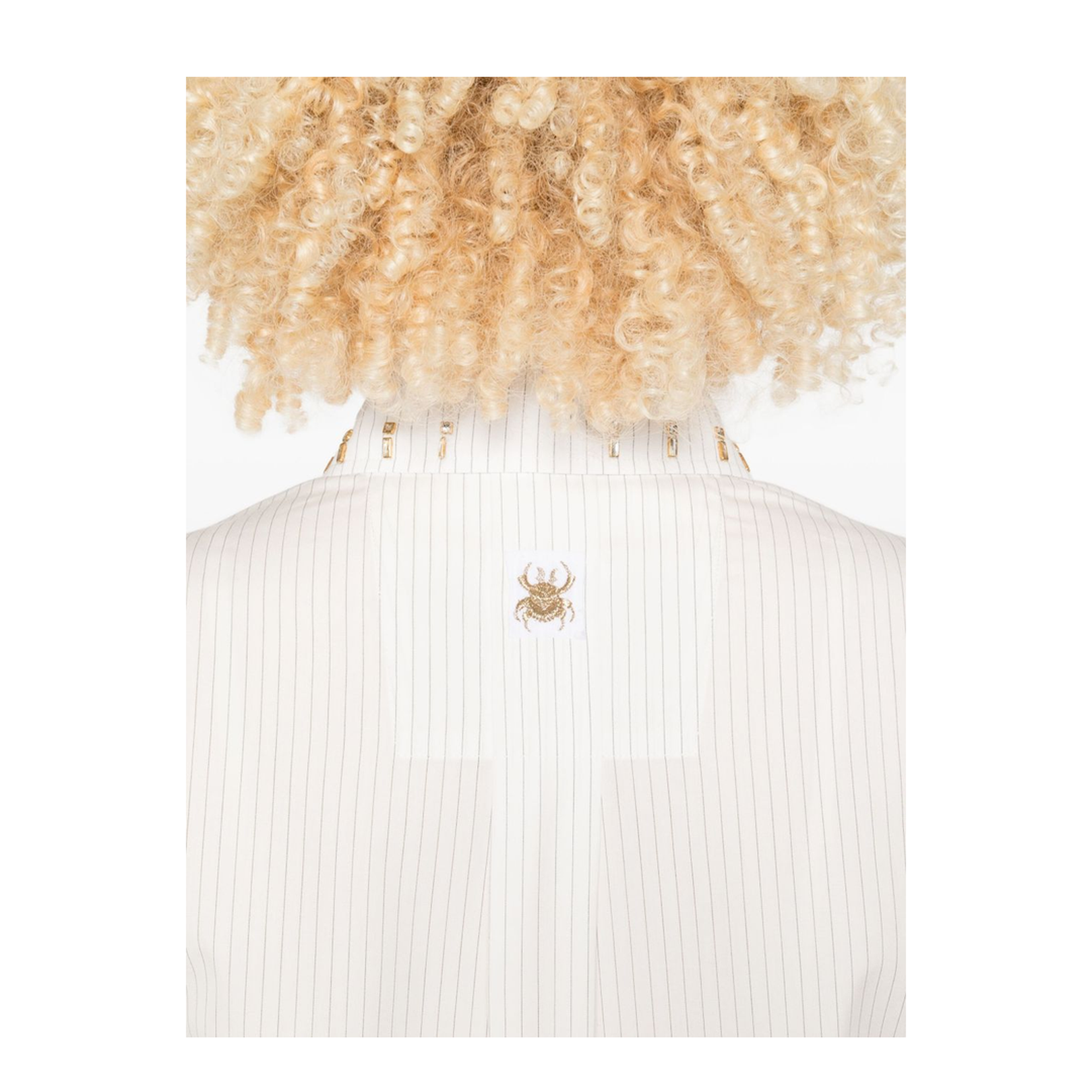 Pinstripe Silk Shirt White - Image 5