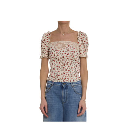 Charmeuse Top with Rose Print - Image 1