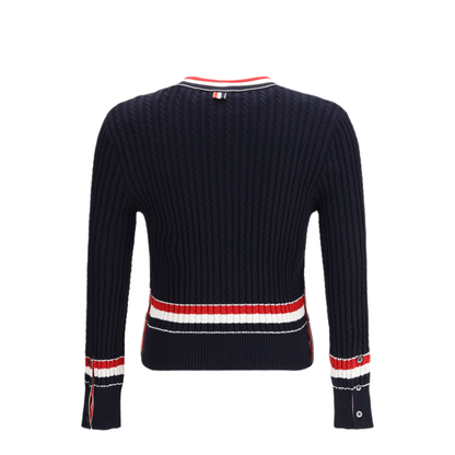 Intarsia Cable Knit V Neck Sweater - Image 2