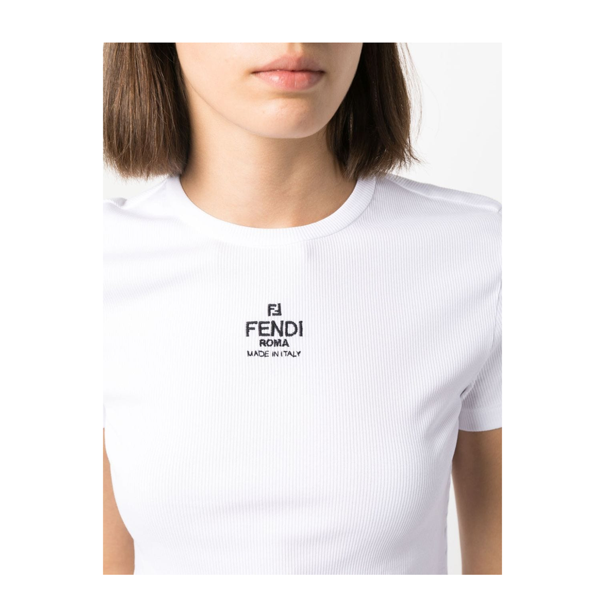 White Cropped T-Shirt with Logo - Image 4