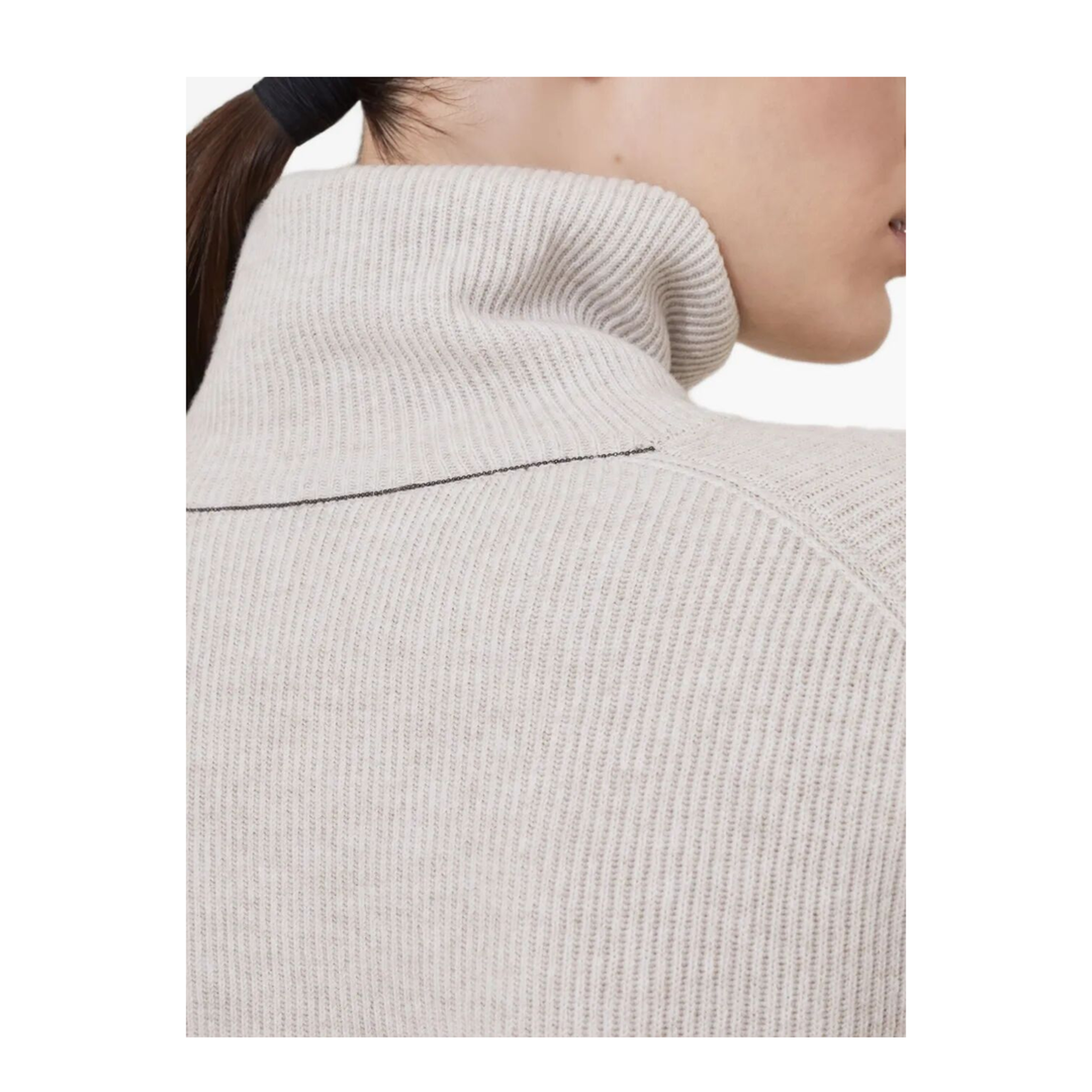Cashmere Blend English Ribbed Turtleneck Sweater - Image 4