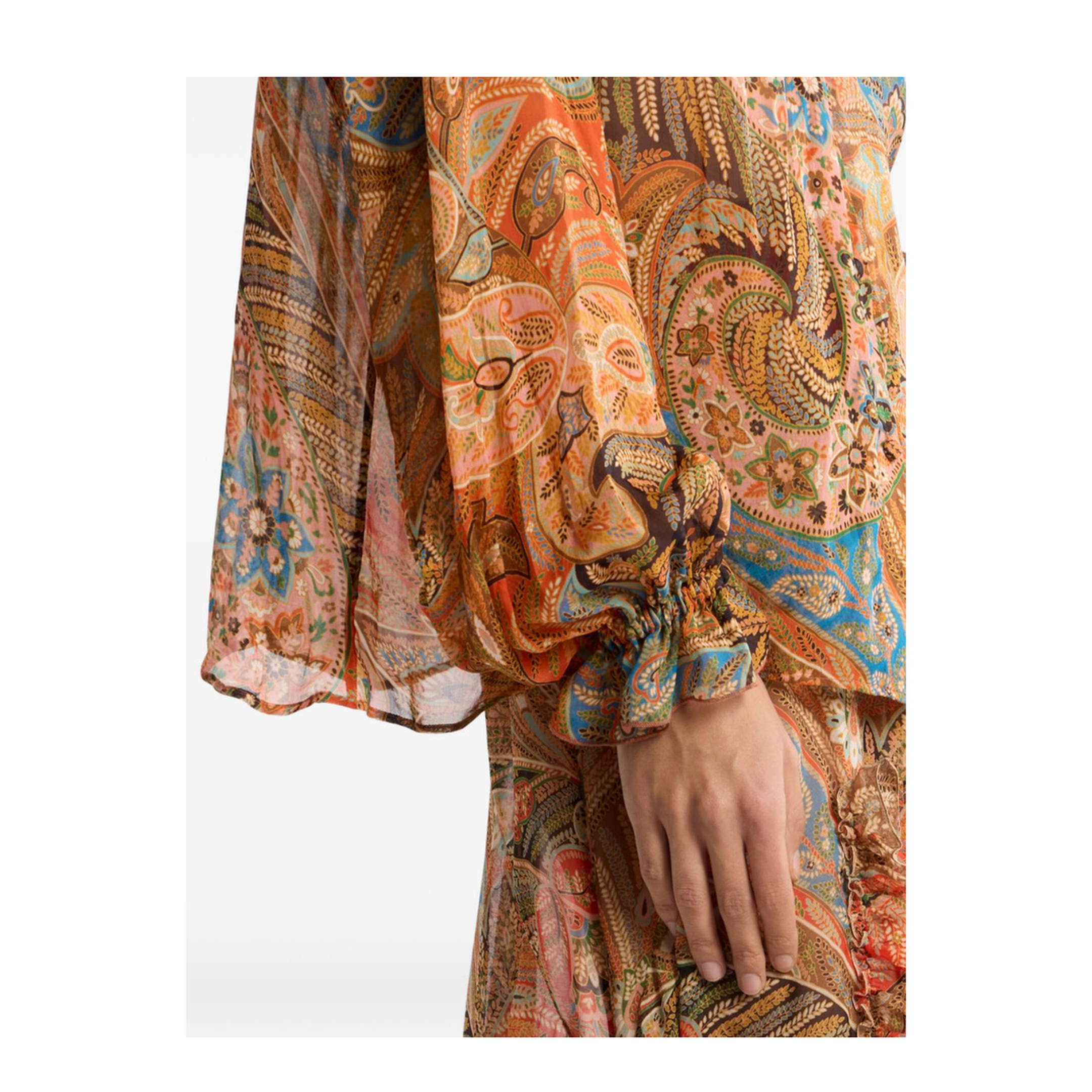 Silk Shirt with Ruffles and Paisley Motif - Image 4
