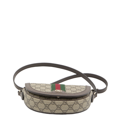 Ophidia Small GG Monogram Coated Fabric Shoulder Bag - Beige and Dark Brown - Image 3