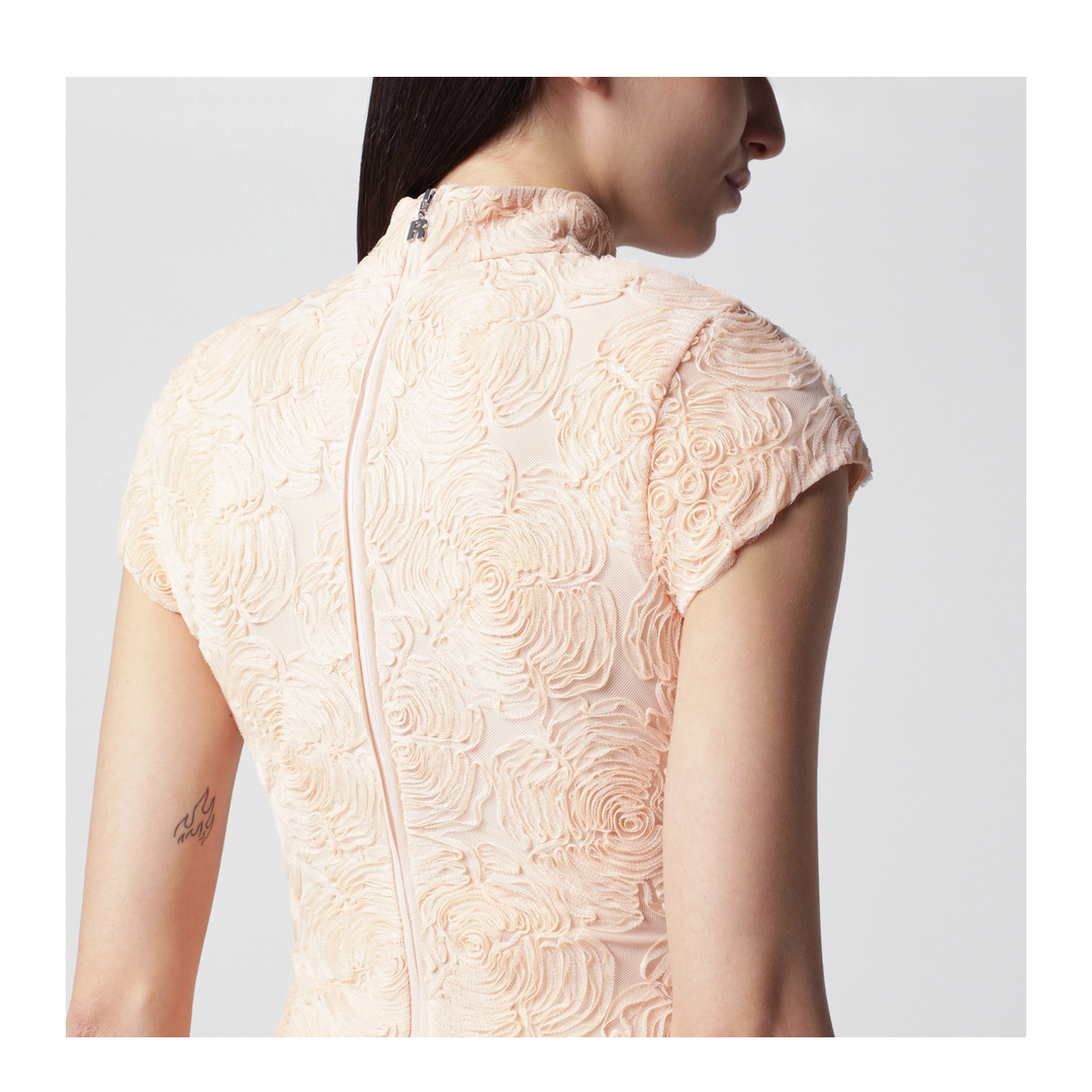 Vanilla Dress with Floral Appliqués - Image 2