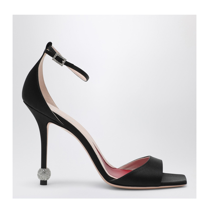 Black Sandal with Jewelled Heel - Image 1