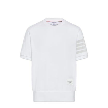 GARMENT DYED SHORT SLEEVE RIB CUFF TEE IN MED WEIGHT JERSEY W/ OVERDYED 4 BAR - Image 1
