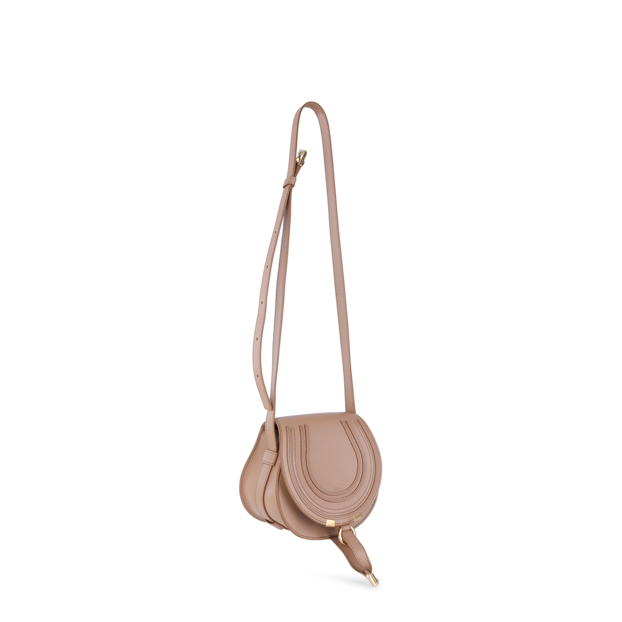 Marcie Small Calfskin Saddle Bag - Light Tan Brown - Image 4