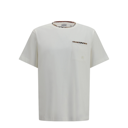 Cotton T-shirt with Check Trims - Image 1