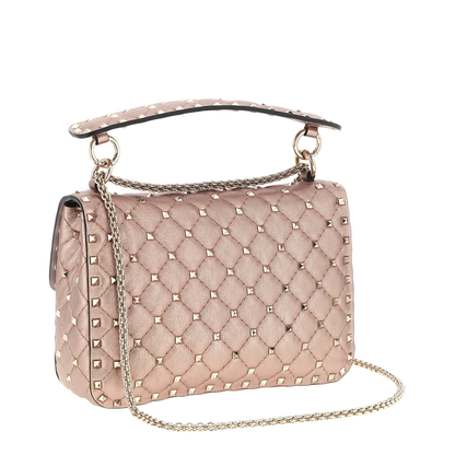Rockstud Spike Laminated Nappa Leather Shoulder Bag - Poudre - Image 2