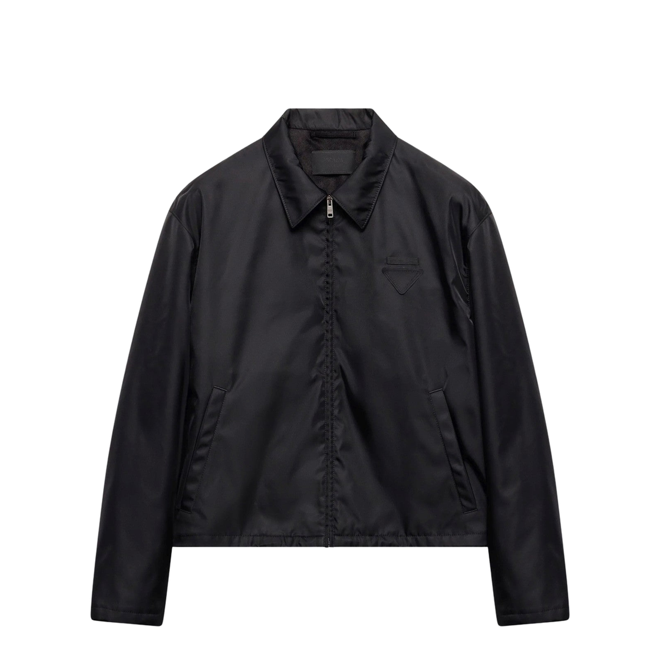 Black Jacket with Zip in Re-Nylon - Image 1