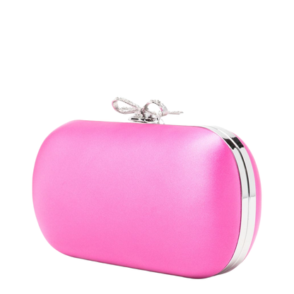 Satin Clutch Bag - Bright Pink - Image 4