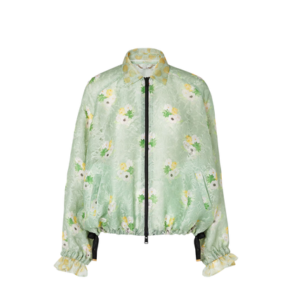 Light Green Organza Lace Bomber Jacket - Image 1